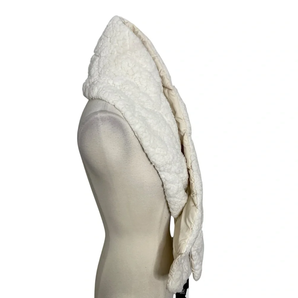 NEW INC International Concepts Quilted Teddy Faux-Fur Puffer Muffler Scarf White